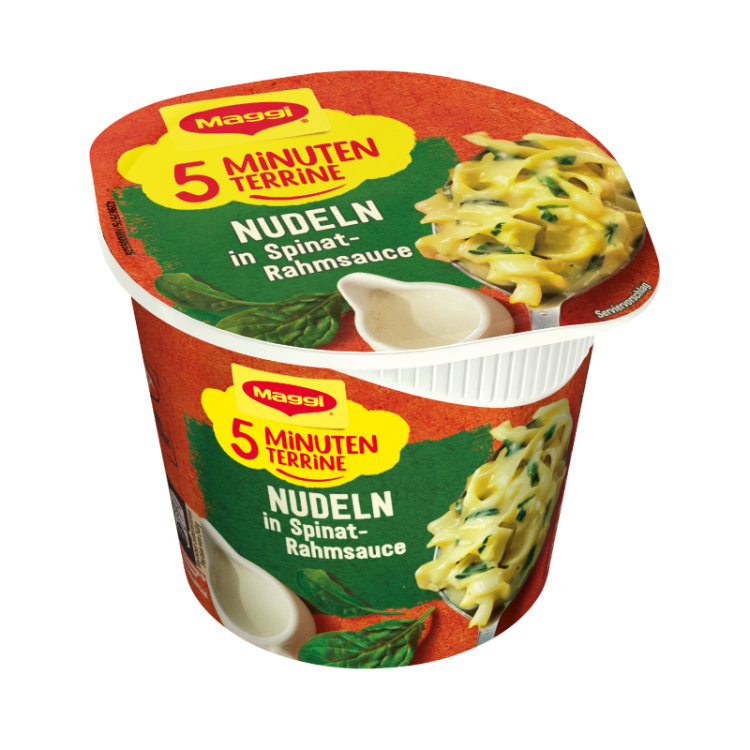 Maggi 5 Minuten Terrine Nudeln in Spinat Rahmsauce (50g)