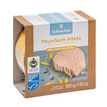 followfish Thunfisch Filets in Bio-Sonnenblumenöl...